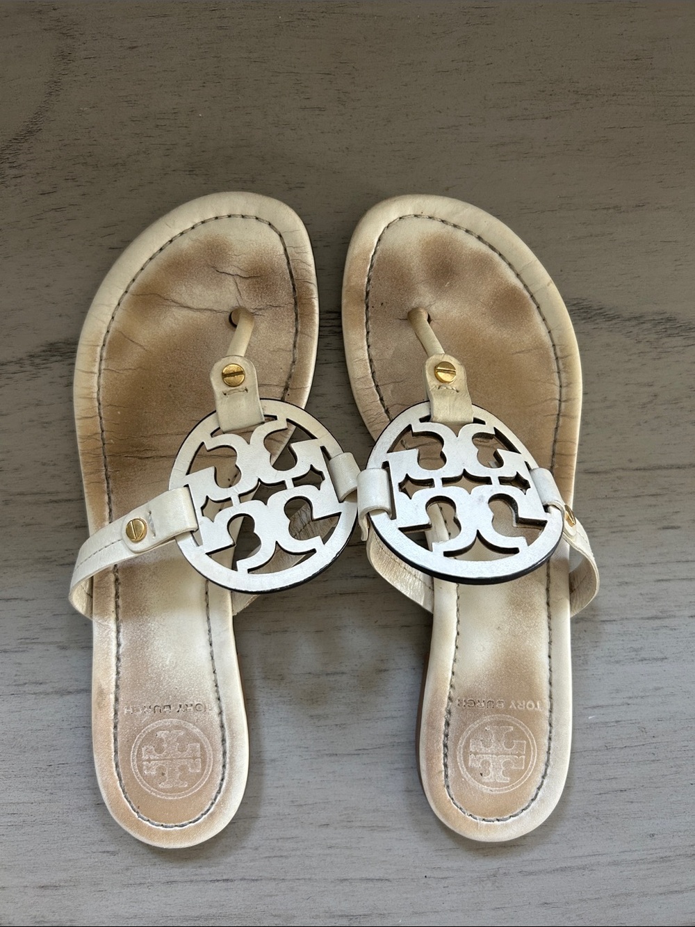 Tory Burch Leather Logo Thong Sandals
